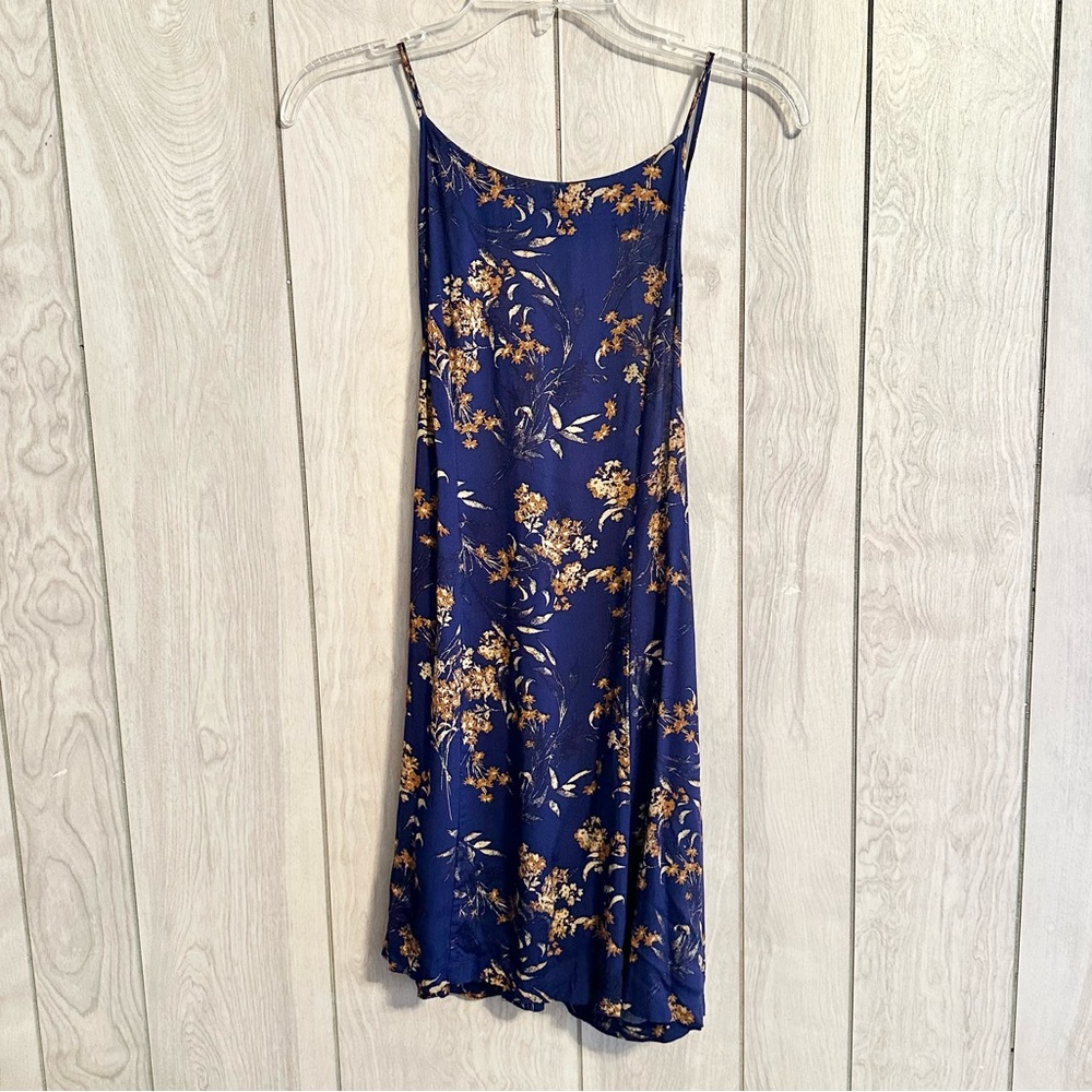 Free People Floral Mini Dress in Navy and Brown - Picture 3 of 7